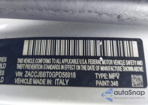 2016 Jeep Renegade Latitude from USA, damaged, VIN ZACCJBBT0GPD56918